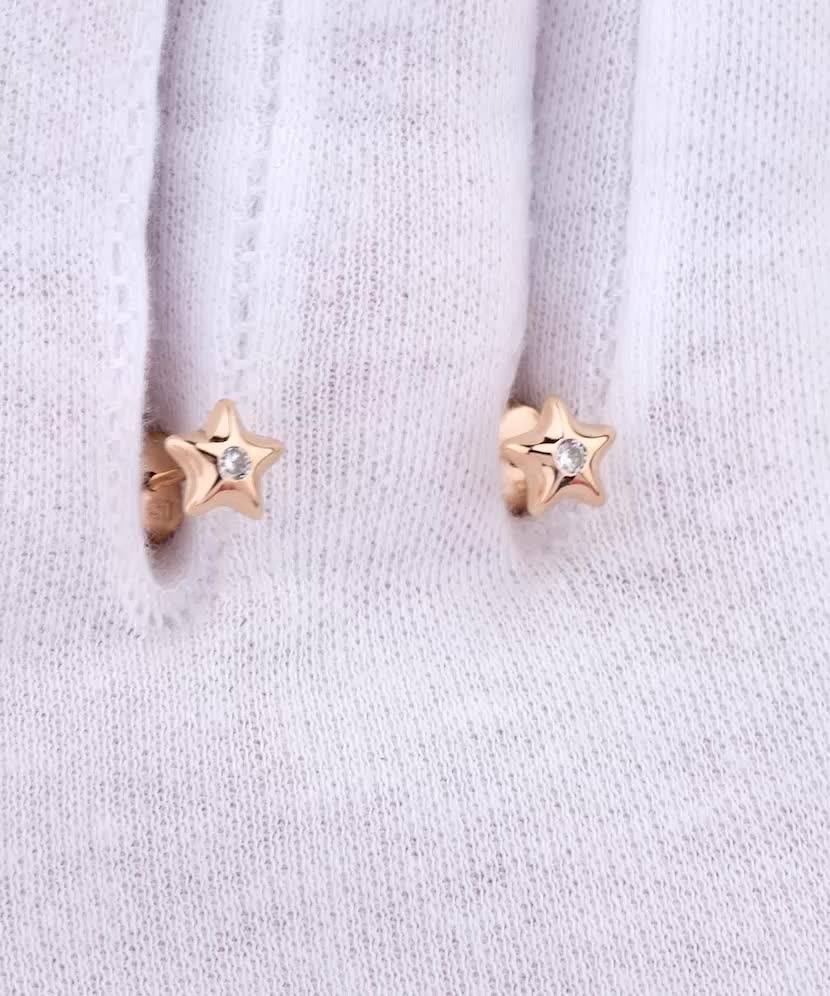 Gold earrings with zircons "stars" Gold earrings with zircons "stars"
