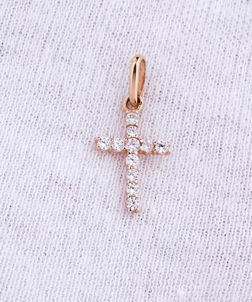 Gold pendant with zirconium "Cross"