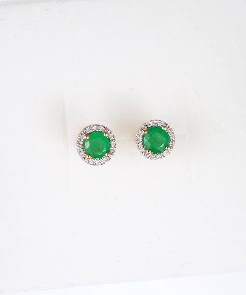 Gold earrings with emeralds and diamonds