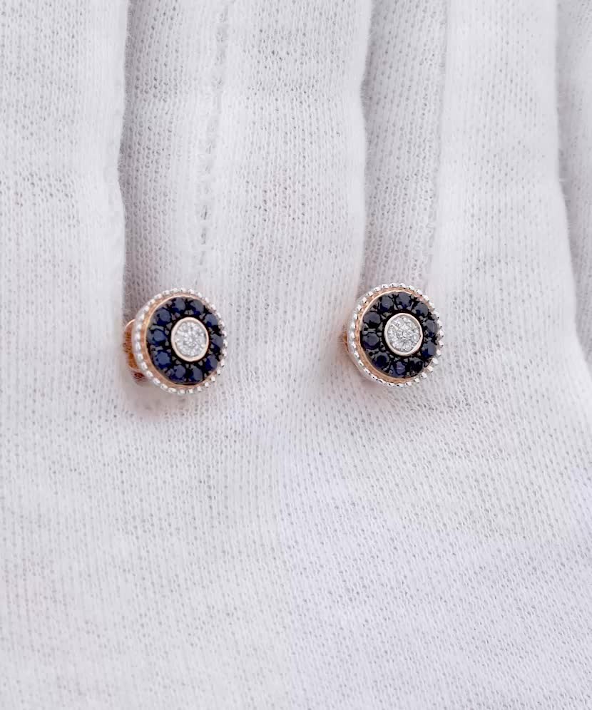 Gold earrings with sapphires and diamonds