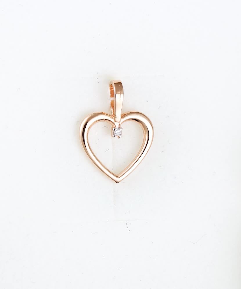 Золотой подвеска с алмазами "Сердечко"