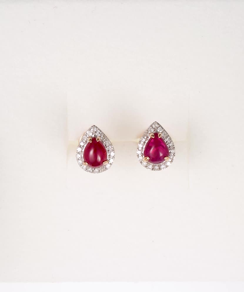 Gold earrings with rubies and diamonds