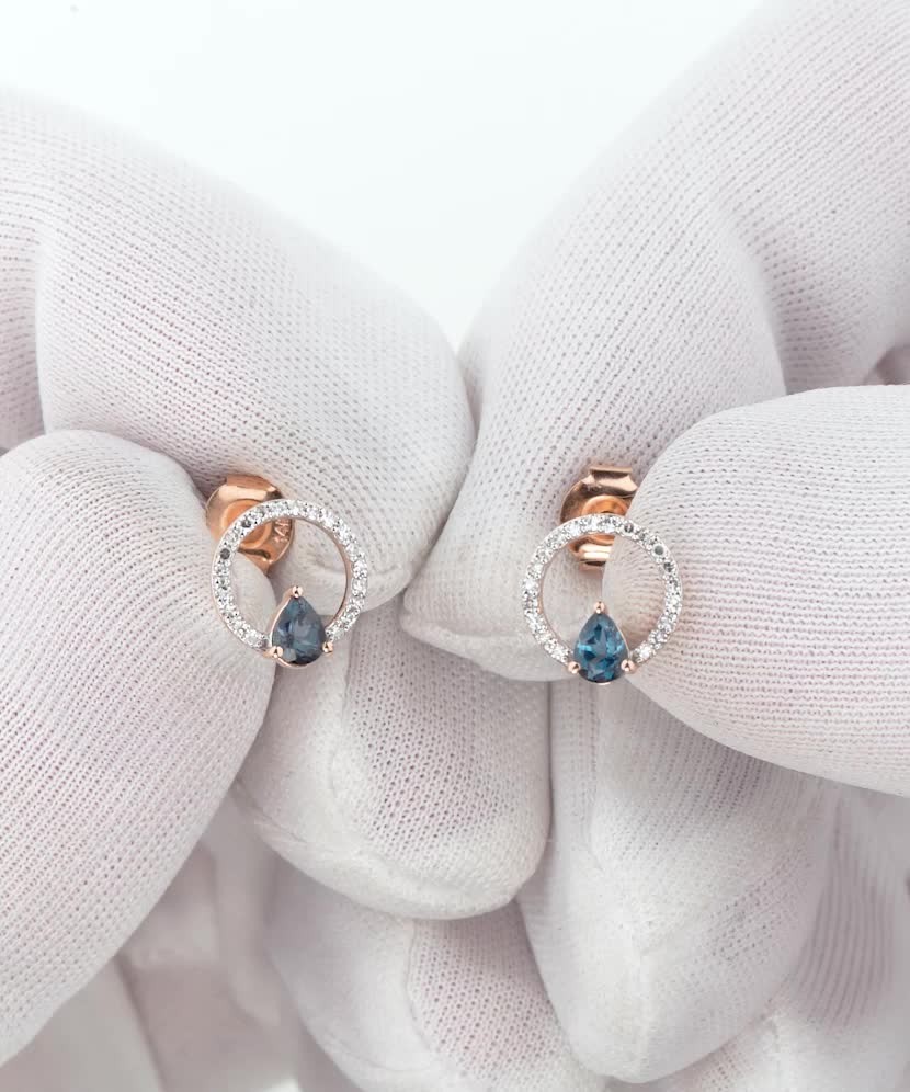 Серьги из золота с лондон топазами и бриллианты